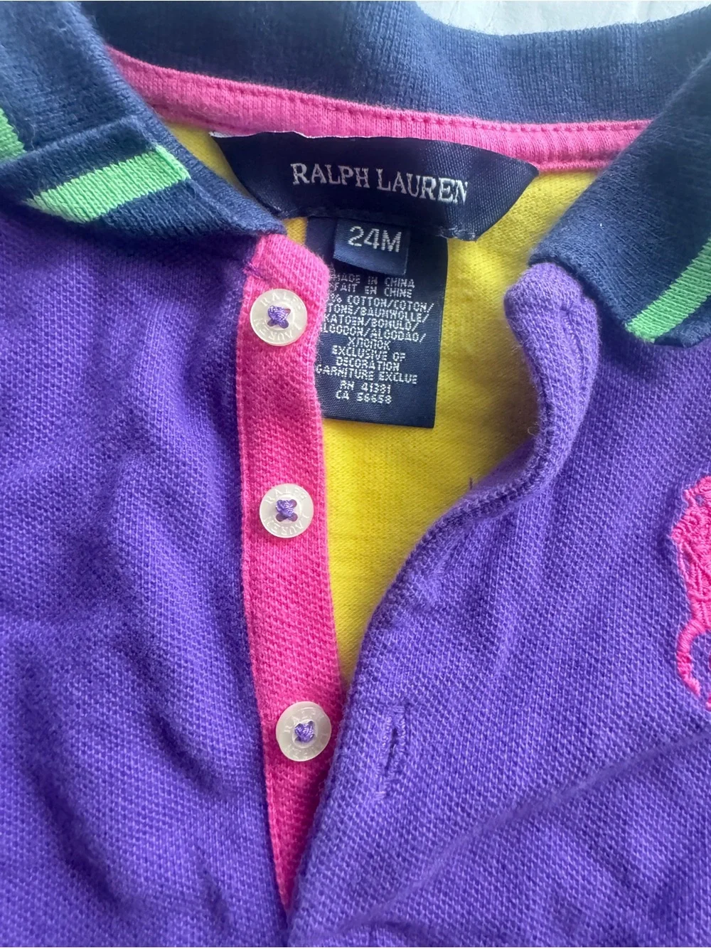 Ralph Lauren Girls' Purple Colorblock Polo Dress